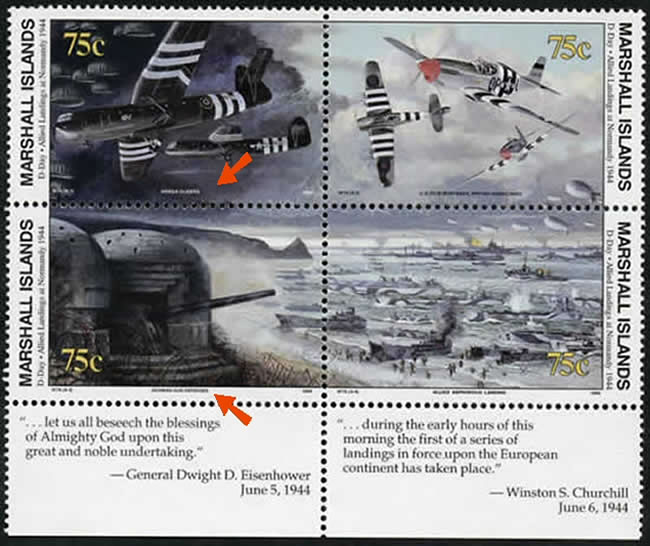 Bloc de 4 des Iles Marshall consacré au D-Day