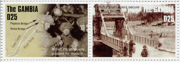 Timbres de gambie relatifs au Pegase Bridge