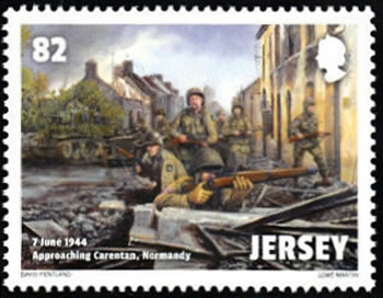 Timbre de Jersey sur la progression britannique vers Carentan