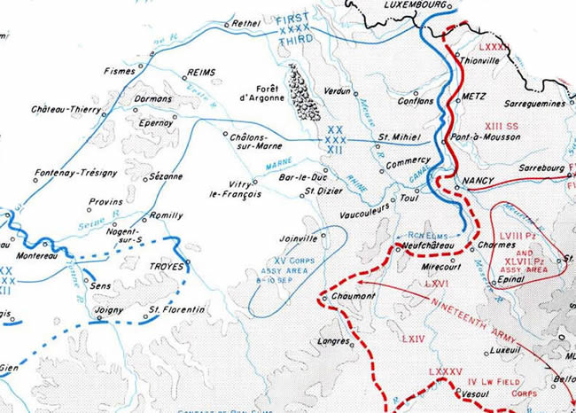Zone attribuée à la 3rd US Army