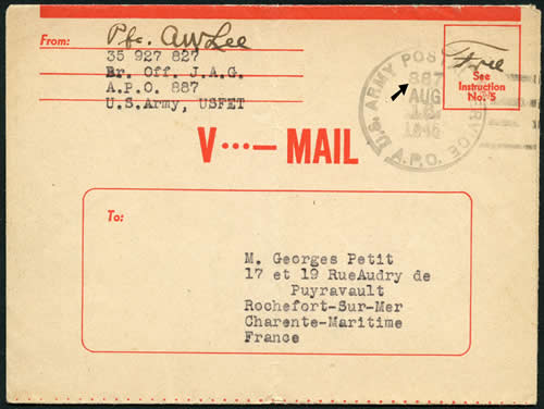 Formule V-Mail utilisé en France métropolitaine