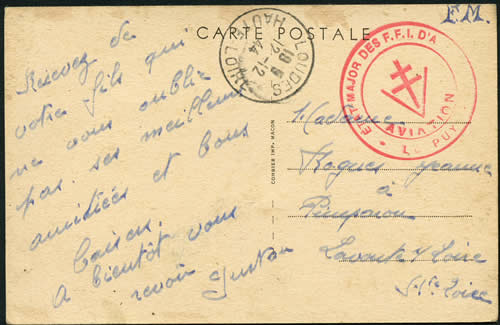 Lettre en franchise FFI du Puy (Haute-loire