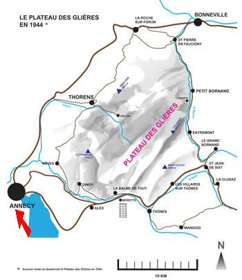 Position géographique du plateau des Glières