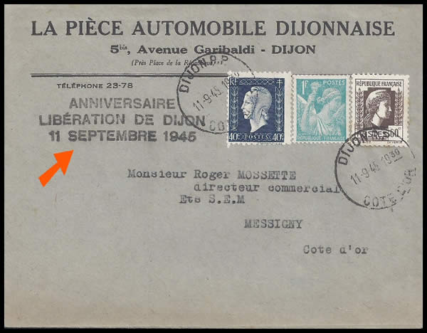 griffe 1er anniversaire de la libération de Dijon