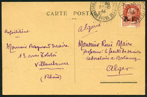 Surcharge de Lyon pour Alger