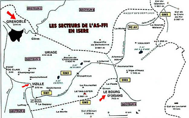Carte des FFI de l'Oisans