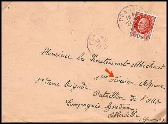 Lettre de Poncin pour l'ORA