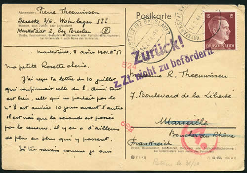 Retour à l'envoyeur d'une carte à cause du débarquement