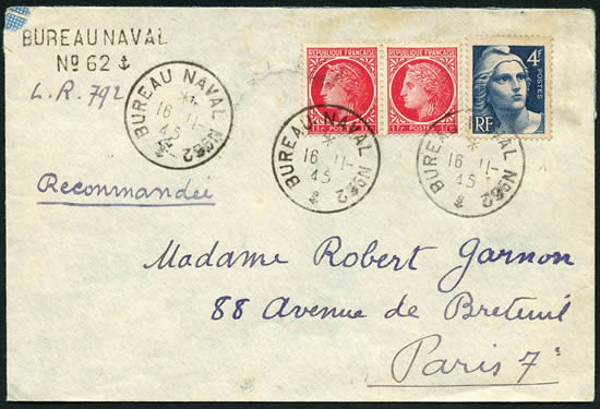 BN 62 sur lettre recommandée