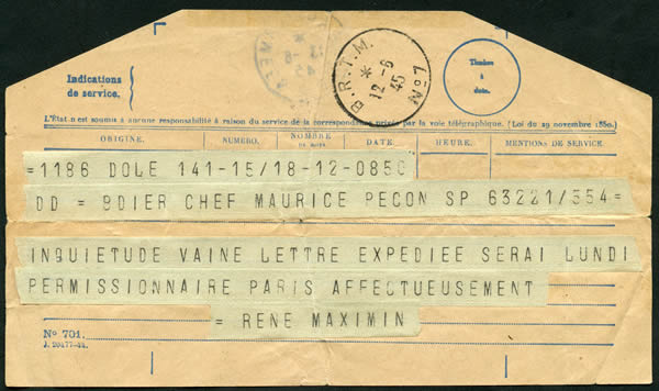 BRTM No 7 sur un télégramme