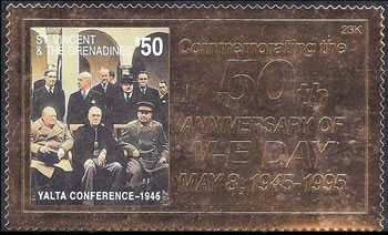 Timbre doré de St-Vincent Conférence de Yalta