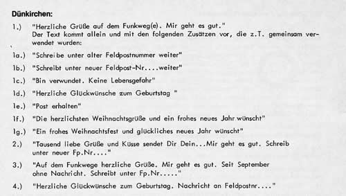 Liste des codes utilisés à Dunkerque