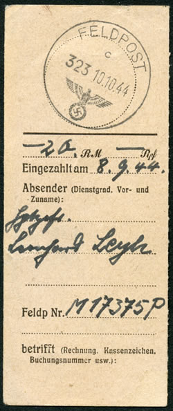 Talon de mandat allemand à Lorient