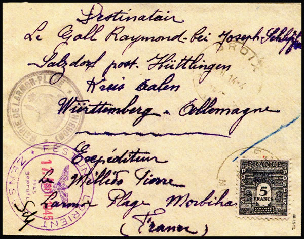 Lettre de la Poche de Lorient pour un STO