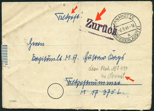 lettre pour Lorient avec retour à l'envoyeur