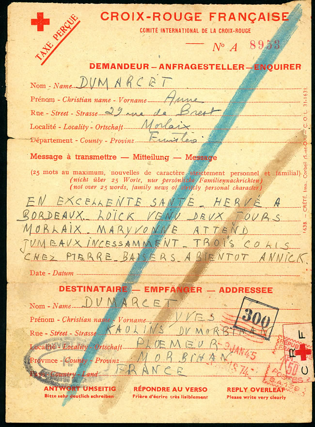 Message Croix-Rouge pour la poche de Lorient