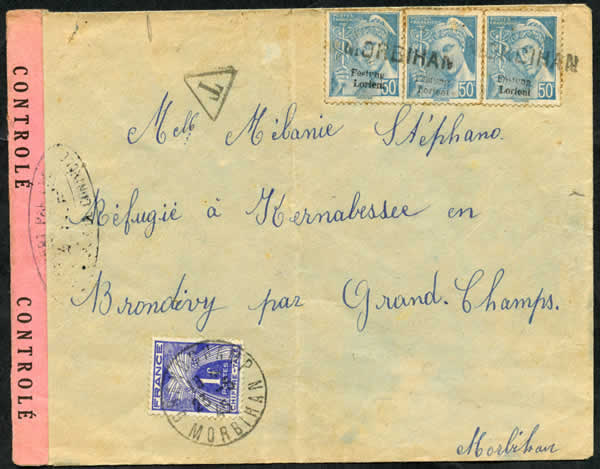 Lettre de la Poche de Lorient vers l'extérieur