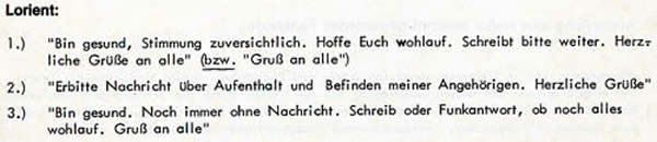 Codes à utiliser à Lorient