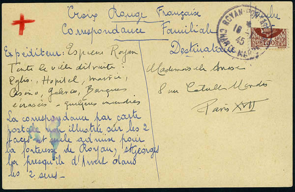 Carte postale de fortune utilisée à Royan