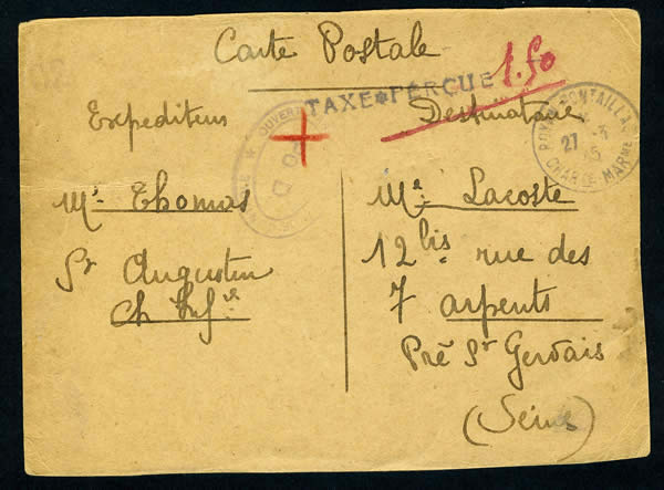 Carte postale en carton utilisée à Royan