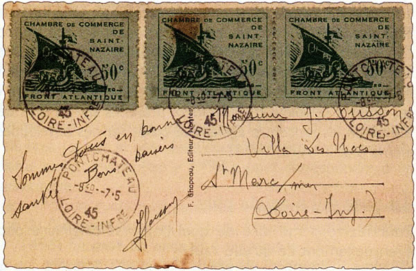 Vignette St-Nazaire sur carte postale nature