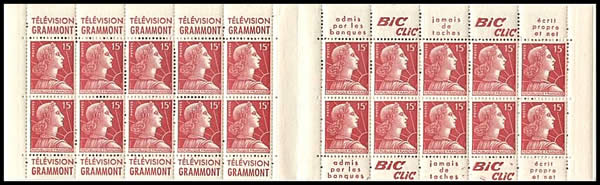 Carnet 15 F Muller avec publicité BIC