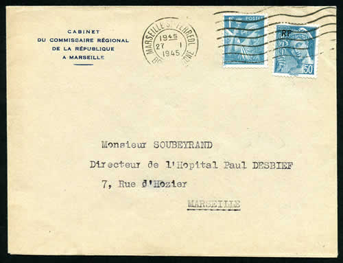 Lettre du cabinet du Commissaire régional de la République de Marseille