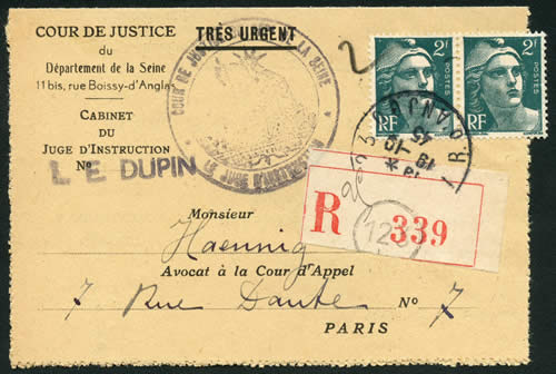 Cour de Justice cabinet du juge d'instruction