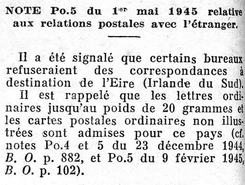 Courrier pour l'Eire