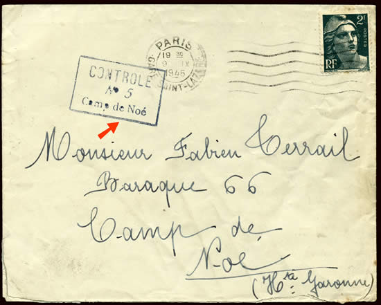 CSS Camp de Noé courrier arrivée