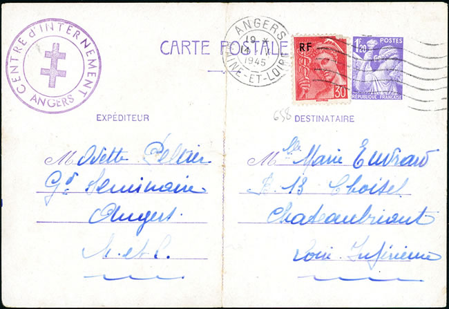 CP entre deux internées 1945