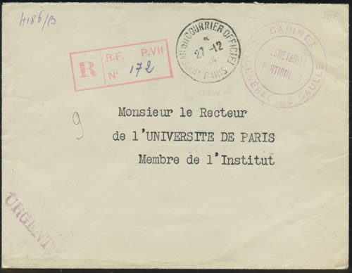 Lettre recommandée du secrétariat particulier