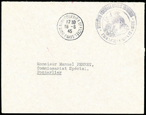 Lettre de la DGER France Combattante 1945