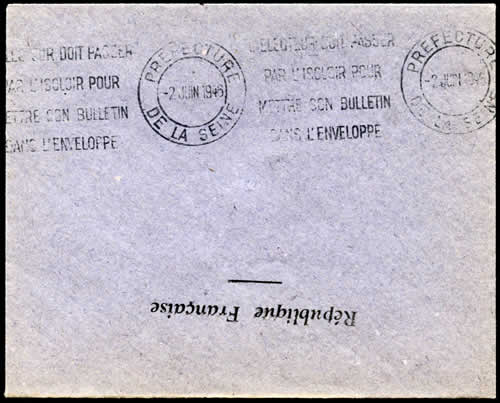 oblitération mécanique pour l'élections du 2/6/46