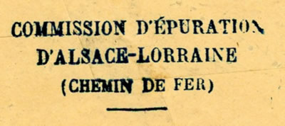 Griffe commission d'épuration d'Alsace Lorraine