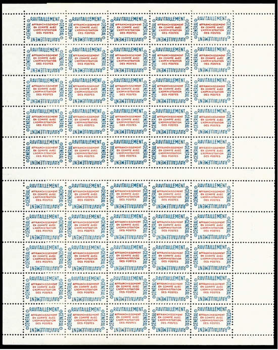 Feuille de vignettes ravitaillement général