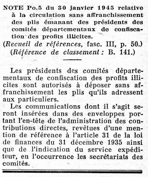 Franchise des Présidents départementaux de confiscation des profits illicites
