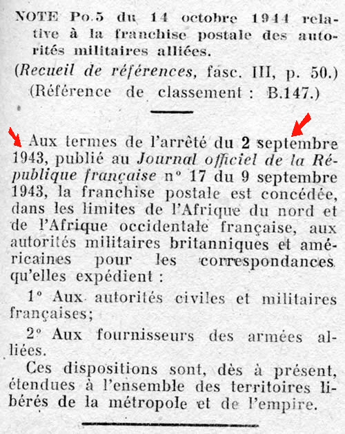 Franchise des autorités alliées