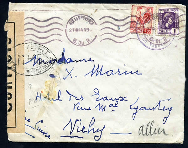 Marianne d'Alger sur lettre de Aix-en-provende