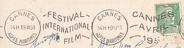 Oblitération KRAG festival de cannes 1951