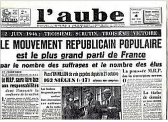 Journal L'aube annonçant le résultat des élections