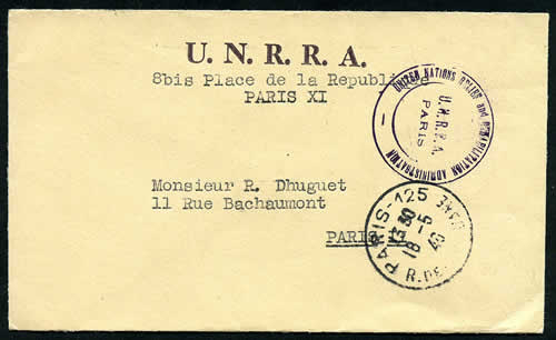 lettre UNRRA en franchise