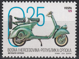 timbre de Bosnie consacré à la Vespa