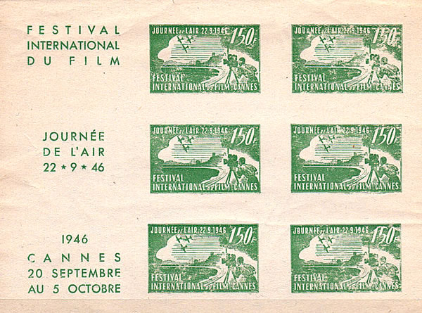 Vignettes courrier de l'air au départ du festival de Cannes