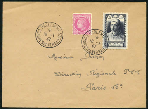 cachet manuel Congrès de Versailles 1947