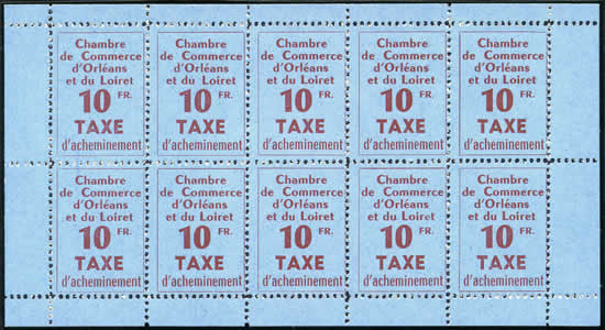 Bloc de 10 du timbre 10G Orléans