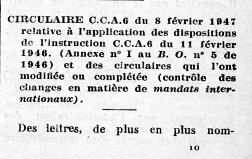 Controle des changes 8 février 1947