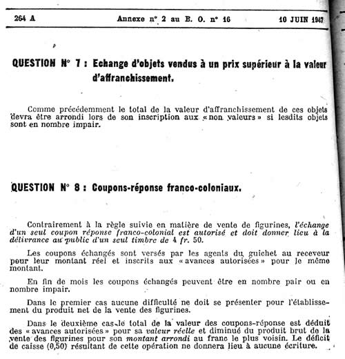 échange de coupons-réponse à 4F50