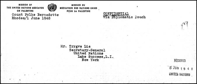 Lettre médiateur ONU en Palestine