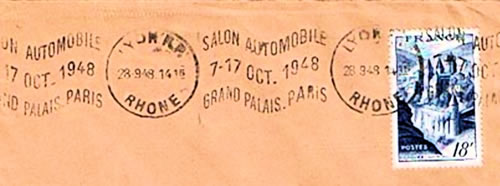 Oblitération continue ondulée salon de l'Auto 1948